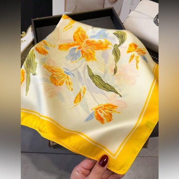Floral Yellow Scarf S51 - Picture 2 of 4